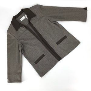 Alfred Dunner Cocoa Herringbone Open Blazer, 10